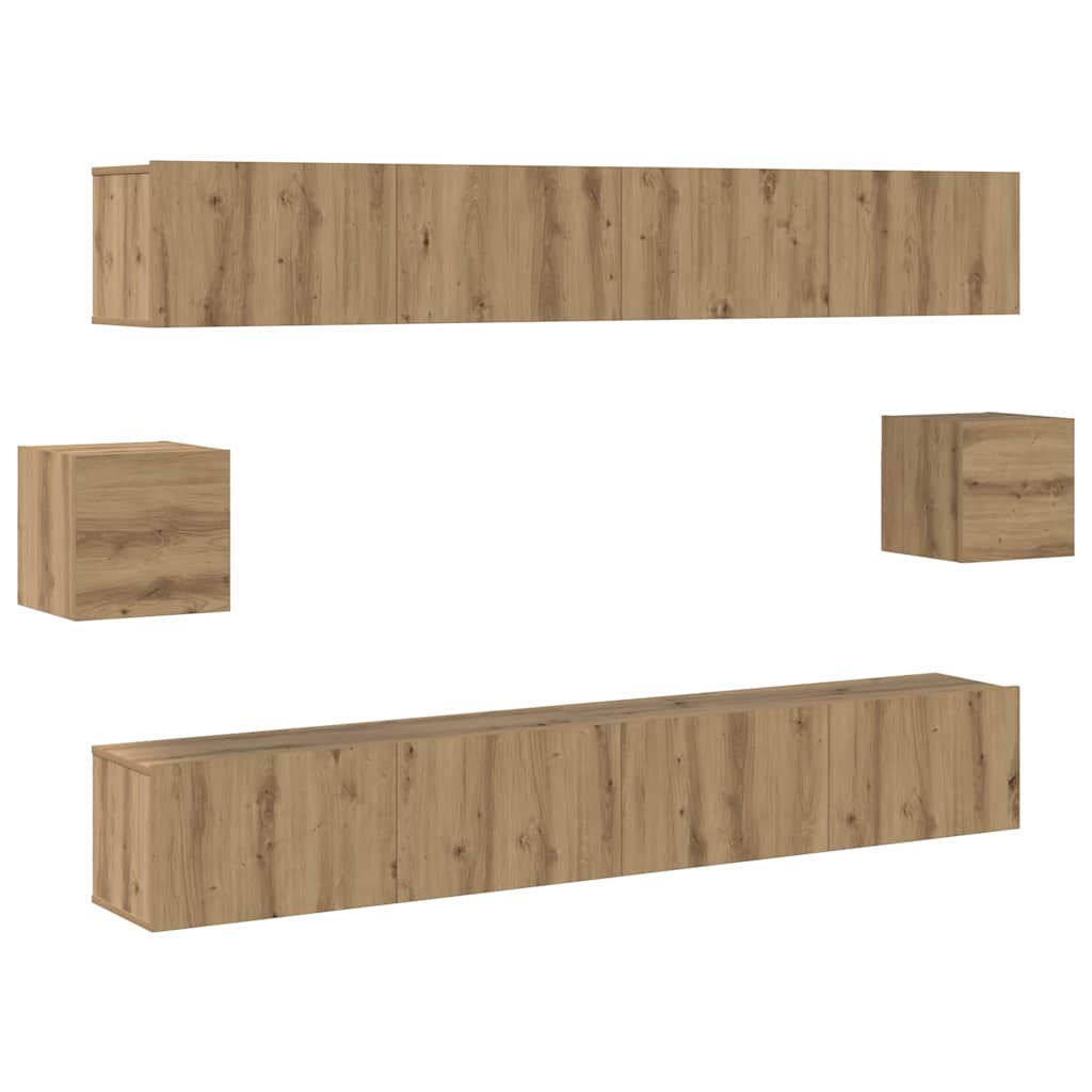 6 Piece TV Cabinet Set Artisan Oak Engineered Wood
