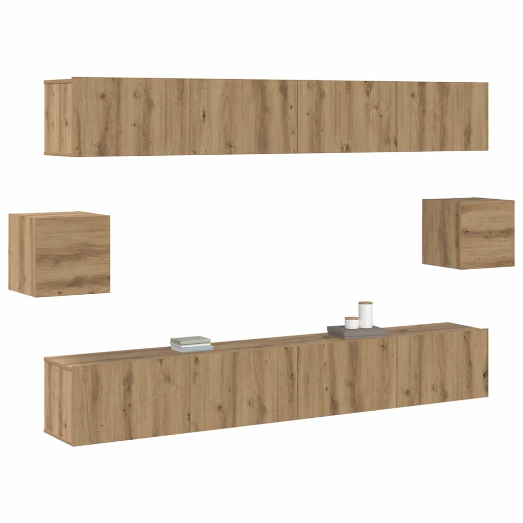 6 Piece TV Cabinet Set Artisan Oak Engineered Wood