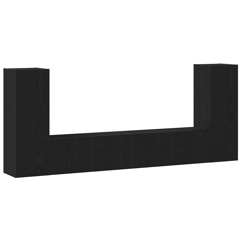 4 Piece TV Cabinet Set - Wall-Mounted, Black Oak, Engineered Wood