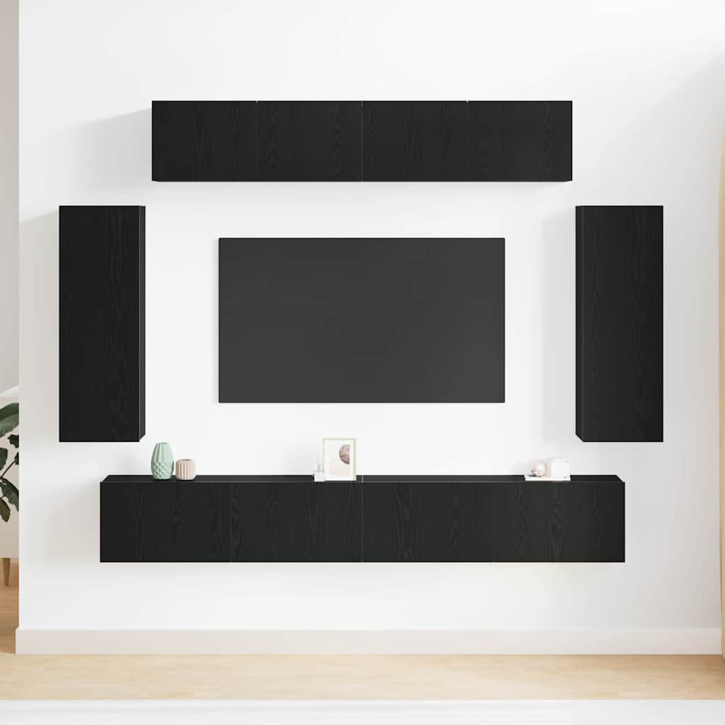 6 Piece TV Cabinet Set - Old Wood Finish Engineered Wood