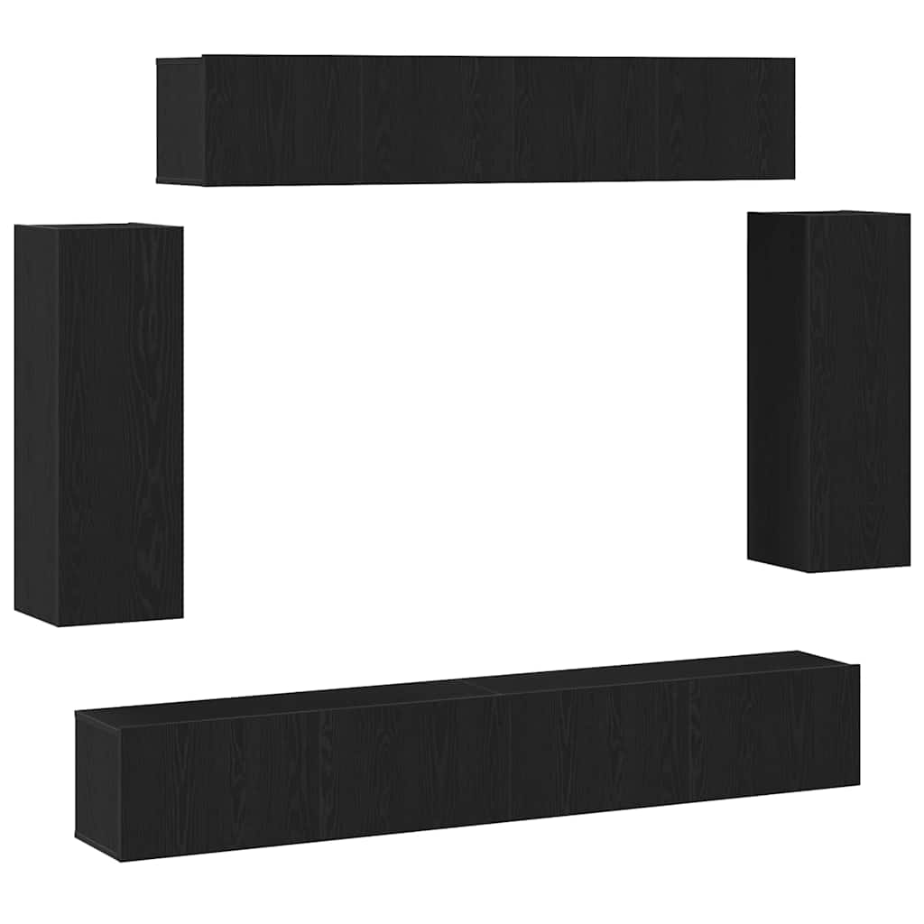 6 Piece TV Cabinet Set - Old Wood Finish Engineered Wood
