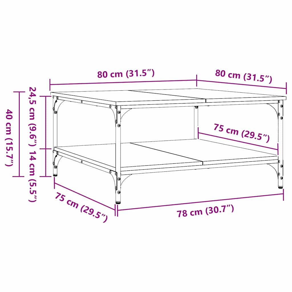Coffee Table Old wood 80 x 80 x 40 cm Engineered wood