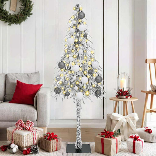 Christmas Tree with LED Strip Lights White 150 cm PE