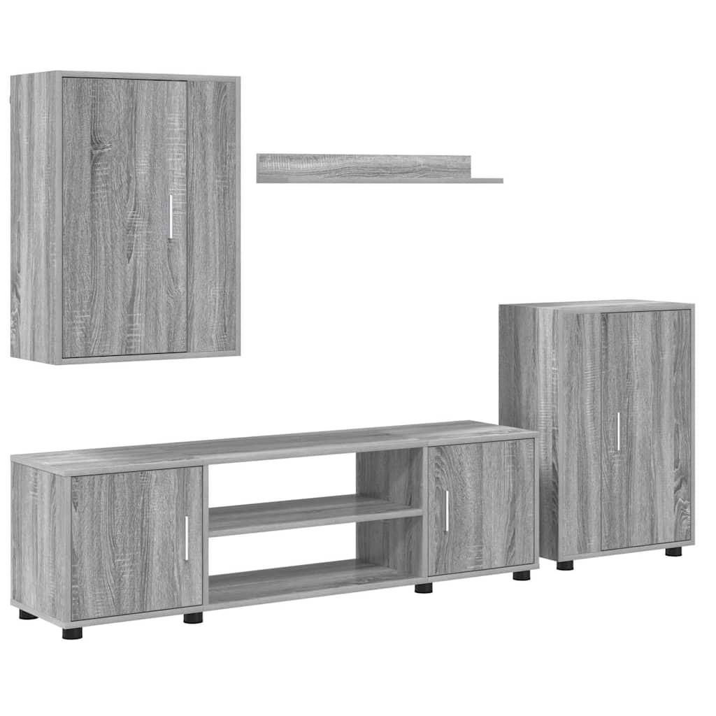 4 Piece TV Cabinet Set 4 pcs Grey sonoma Engineered wood