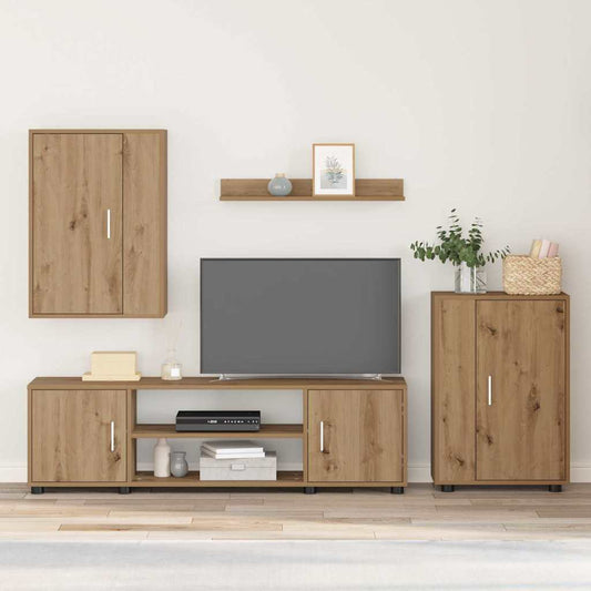 4 Piece TV Cabinet Set 4 pcs Artisan oak Engineered wood