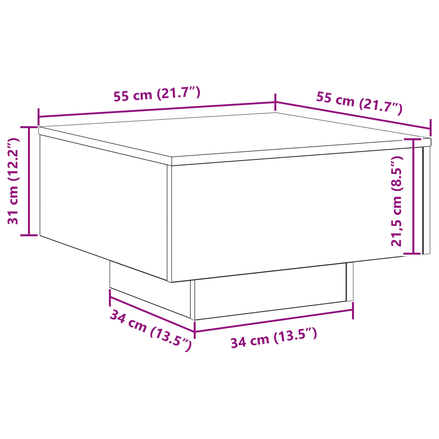 Coffee Table Old wood 55 x 55 x31 cm Engineered wood