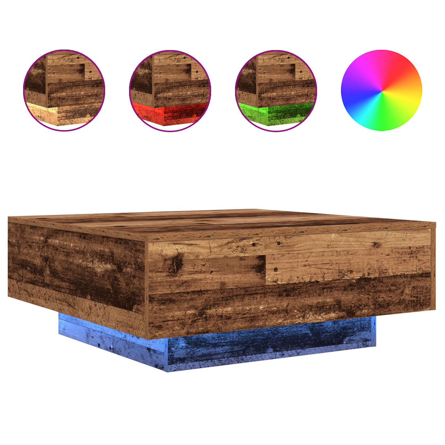 Coffee Table Old wood & & Blue 80 x 80 x 31 cm Engineered wood